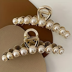 Faux Pearl Hair Claw Clip Non Slip Jaw Clamp Strong Hold