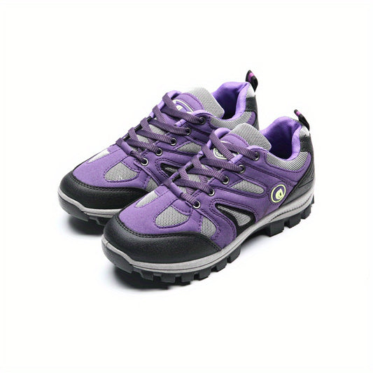 Colorblock Platform Sneakers Lace Up Round Toe Non slip Hiking Shoes