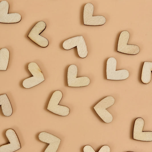 100pcs Wooden Peach Heart Shaped Desktop Decoration Wedding Art Craft