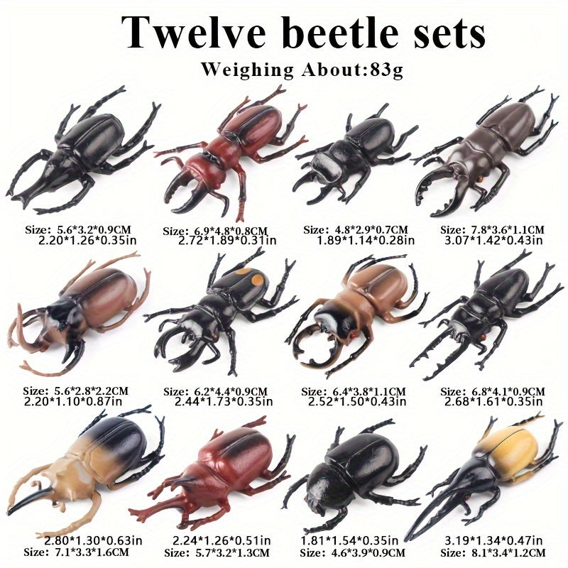 12pcs Insect Animal Model Set Beetle Unicorn Decoration Puzzle Teaching