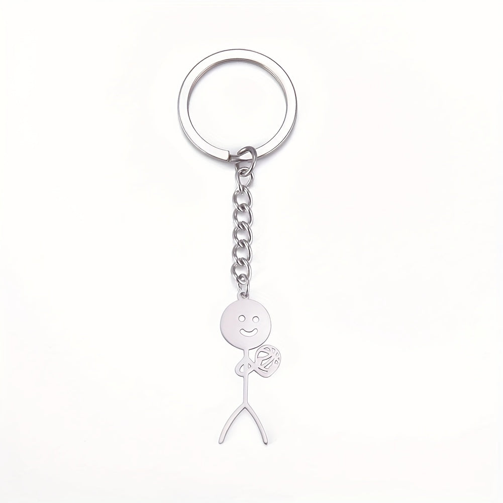 Stickman Keychain Stainless Steel Jewelry Gift