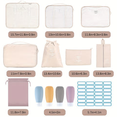 12pc Solid Zipper Packing Cubes Travel Organiser Bags Set