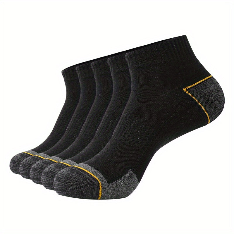 5 Pairs Men's Moisture Wicking Cushioned Socks For Running