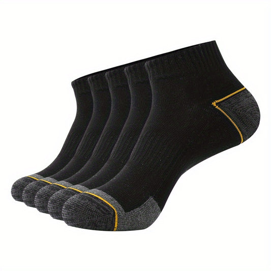 5 Pairs Men's Moisture Wicking Cushioned Socks For Running