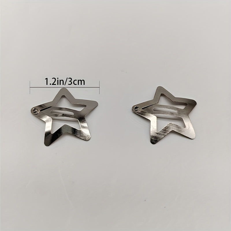 50pcs Y2K Hollow Star Snap Hair Clip For Bangs Braids Girls