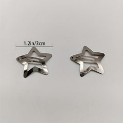 50pcs Y2K Hollow Star Snap Hair Clip For Bangs Braids Girls
