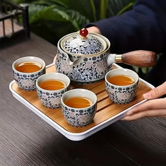 Portable Tea Set: Pot & 4 Cups with Bag