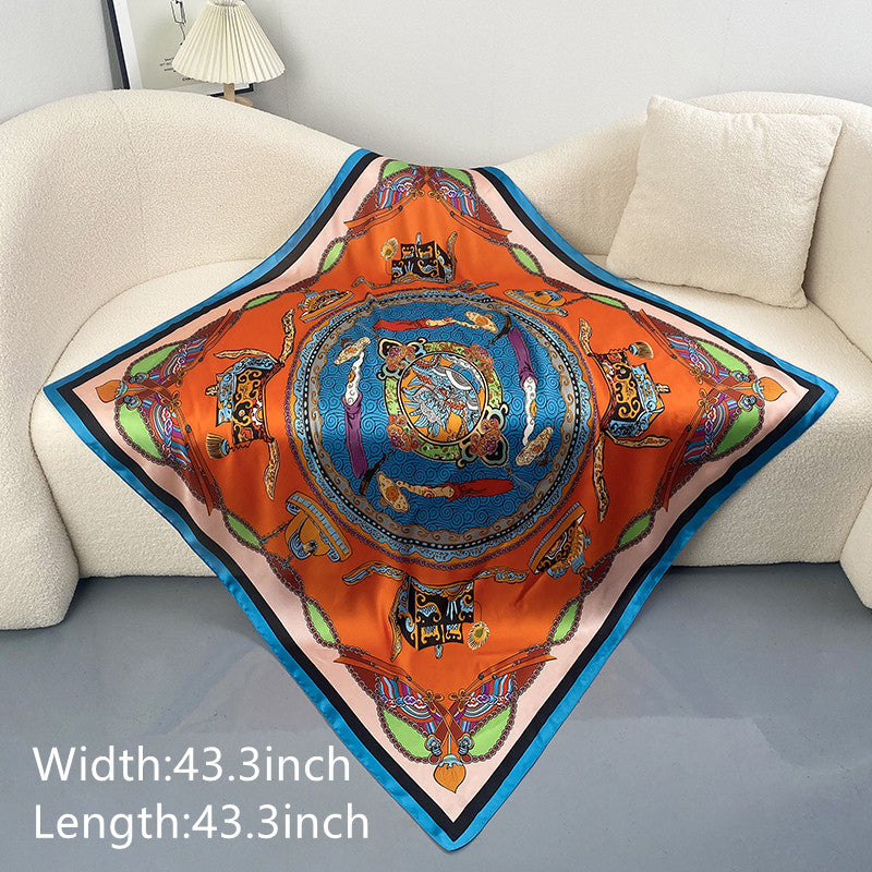 Silk Retro Orange Green Warm Shawl