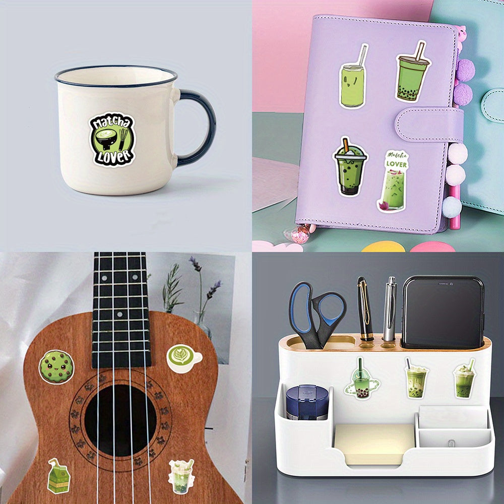 55pcs Green Matcha Dessert Series Cartoon Stickers