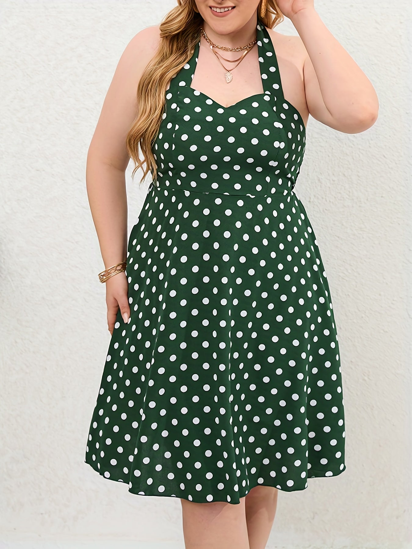  Polka Dot Halter Neck Dress