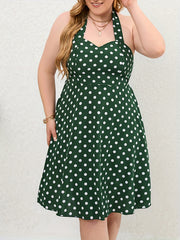 Polka Dot Halter Neck Dress