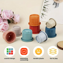 Colorful Stacking Cup Toy Set for Baby Bath - 8pcs