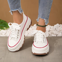Women's Mesh Sneakers Lace Up Low Round Toe Thick Bottom Shoes