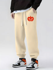 Pumpkin Print Drawstring Sweatpants for Men