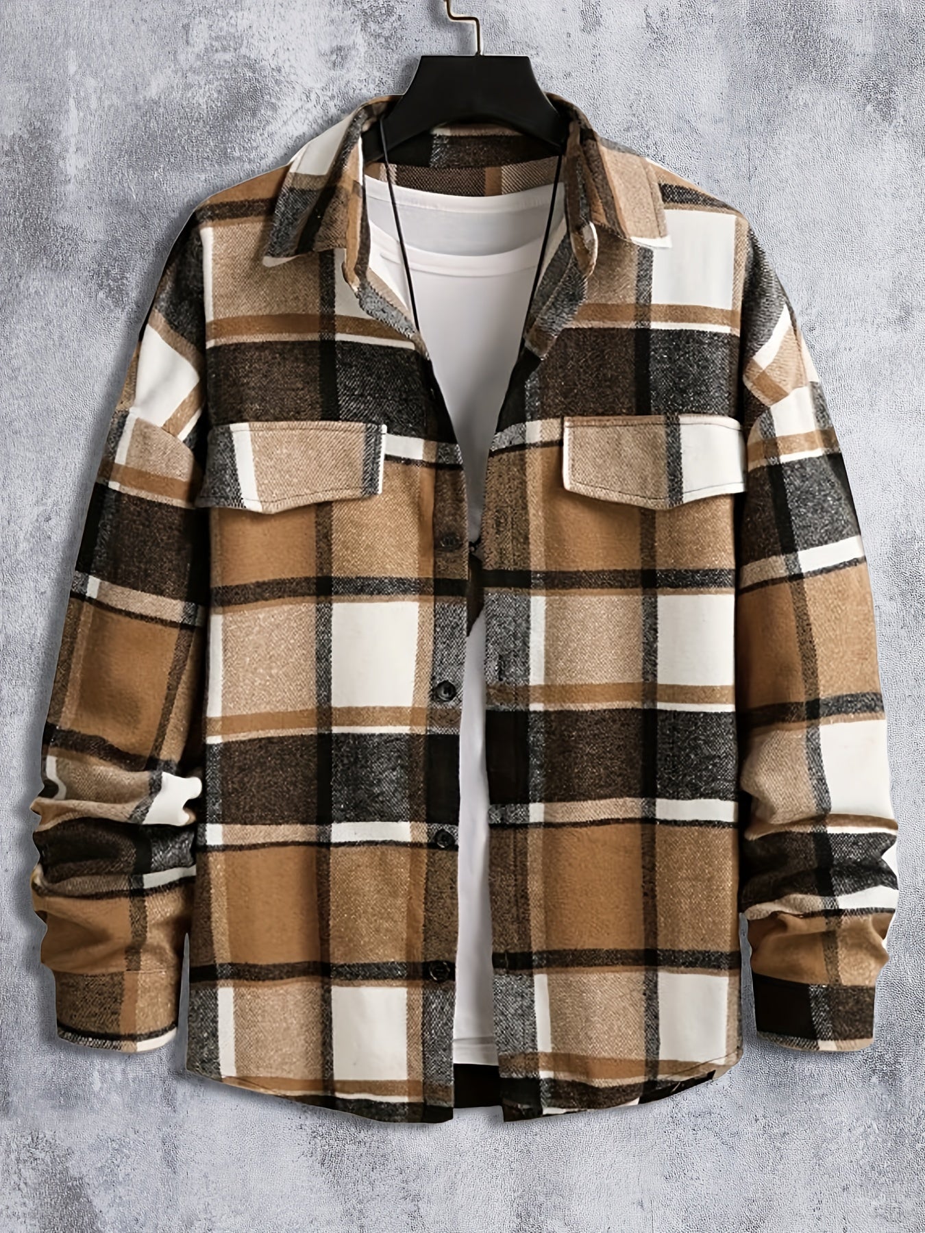 Plaid Shirt Men's Casual Button Up Long Sleeve Shirt Jacket