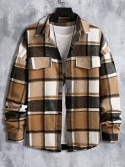 Plaid Shirt Men's Casual Button Up Long Sleeve Shirt Jacket