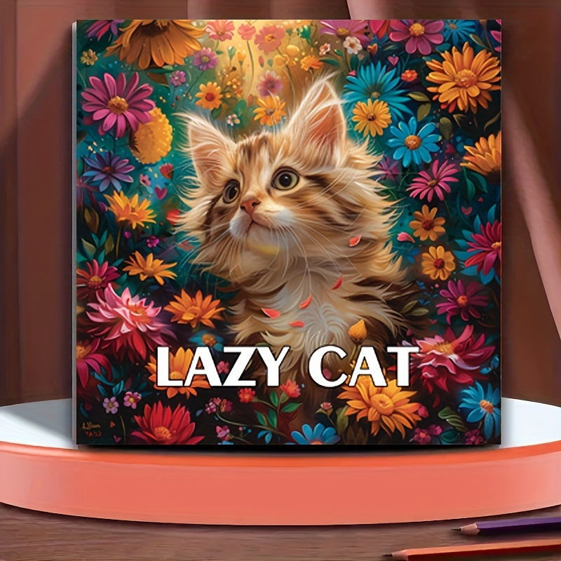 Lazy Cat Coloring Book for Adults 20 Pages Watercolor Paper
