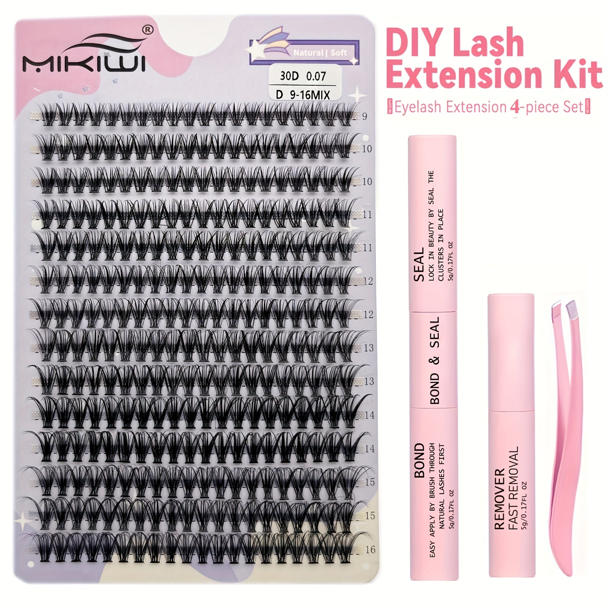 280Pcs Cluster Lashes 30D 40D D Curl Mix Lash Extension