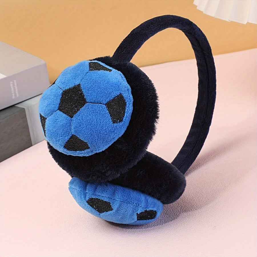 Cartoon Style Soccer Ball Earmuffs for Winter Warmth