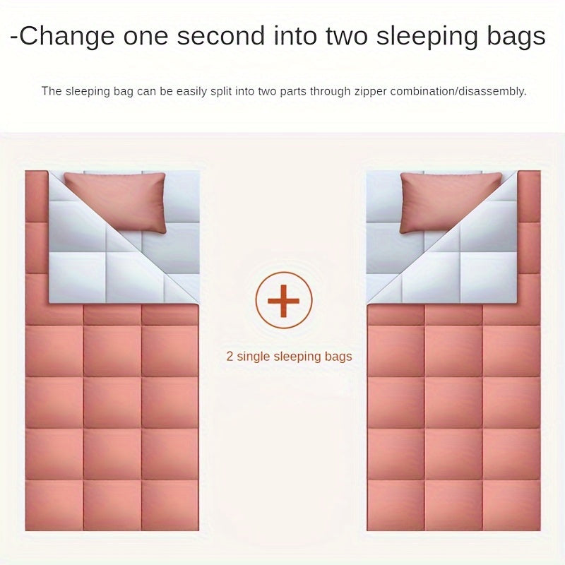Durable Sleeping Bag for Two with Detachable Pillow