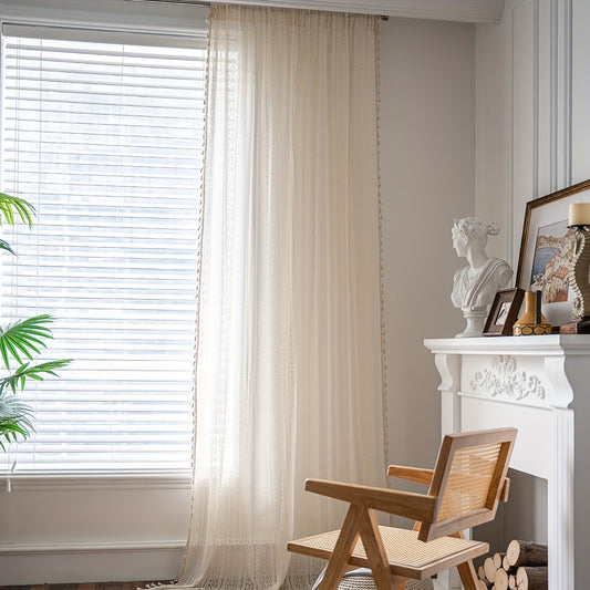 Translucent Boho Macrame Tassels Window Curtain