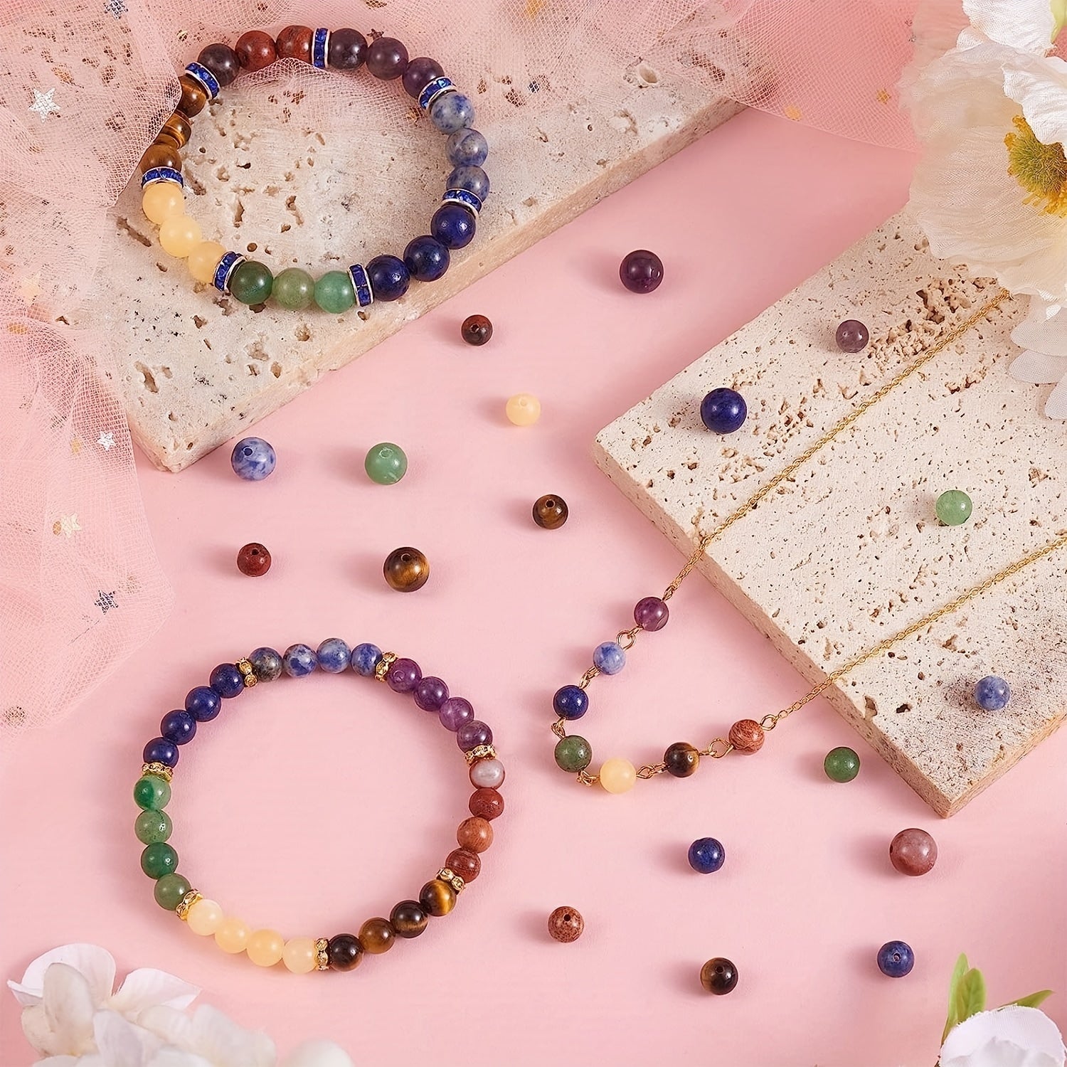 7 Chakra Natural Stone Beads Kit Mix Crystal Energy Healing Bulk Beads