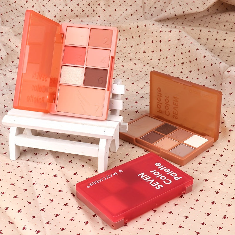 7 Colors Eyeshadow Palette Matte Shimmer Finish Soft Texture Delicate Powder