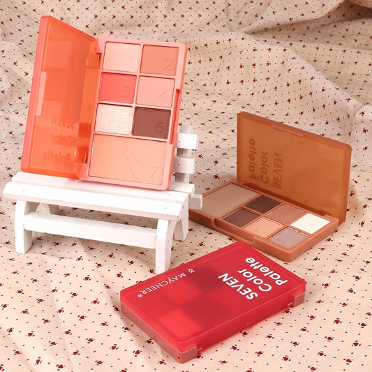 7 Colors Eyeshadow Palette Matte Shimmer Finish Soft Texture Delicate Powder