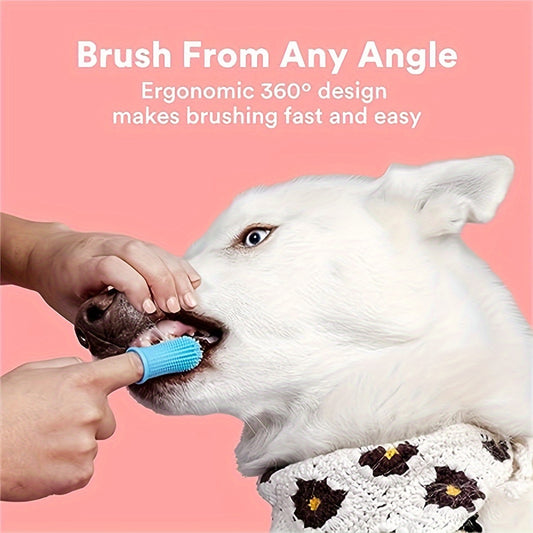2pcs Silicone Dog Finger Toothbrush 360 Degree Cleaning Brush