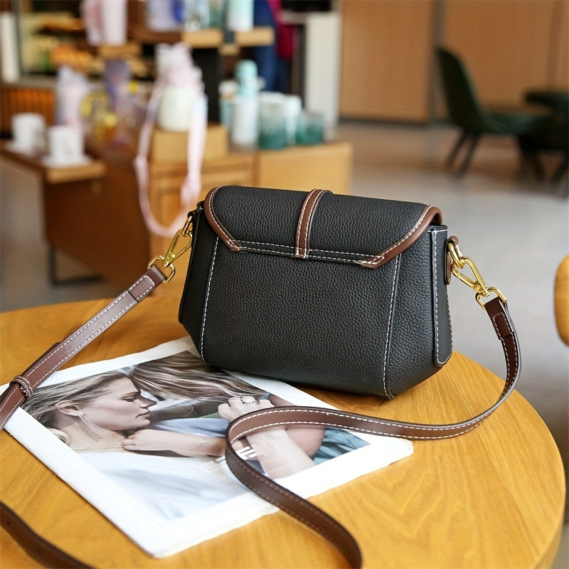 Vintage Leather Crossbody Bag Small Shoulder Bag Women's Flap Purse