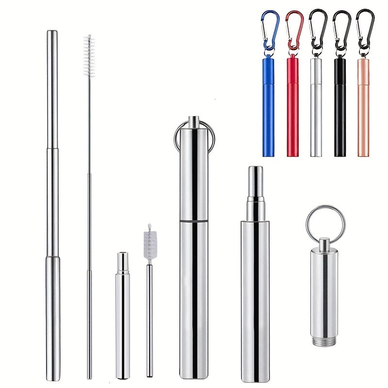 Collapsible Stainless Steel Metal Straws Portable Reusable