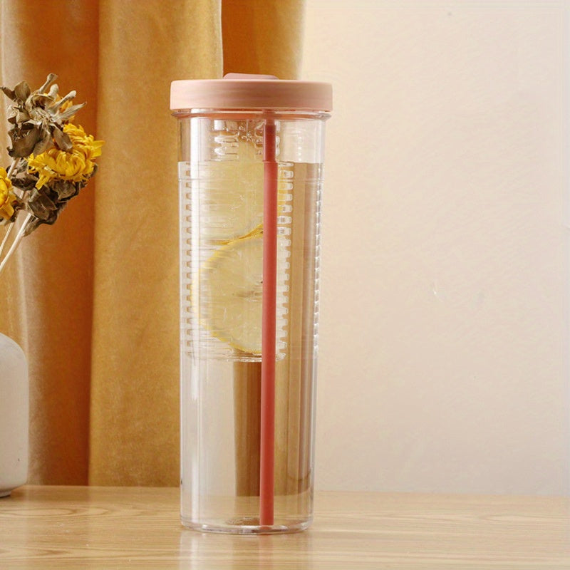 Transparent Water Bottle with Straw for Outdoor Sports and Camping