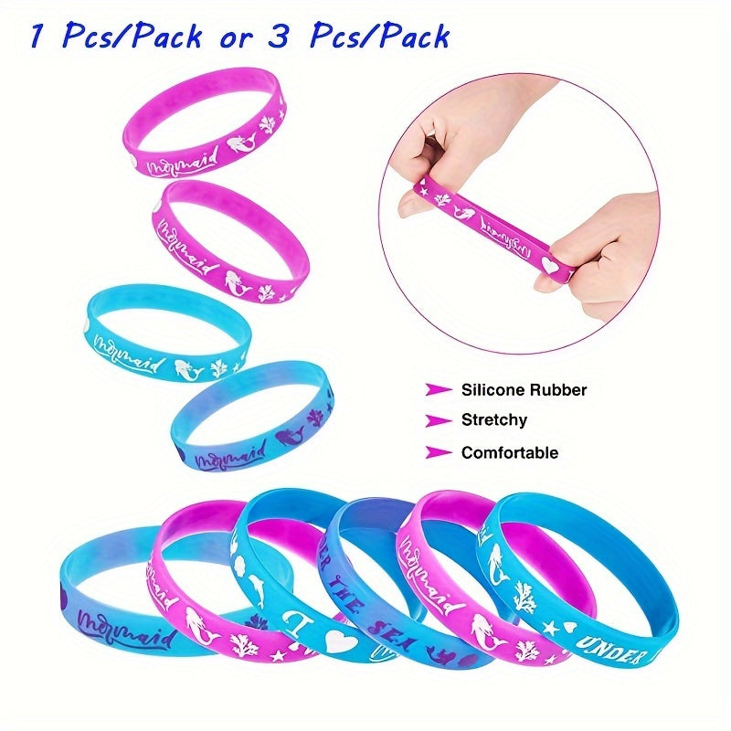 3pcs Mermaid Pattern Silicone Bracelet Set