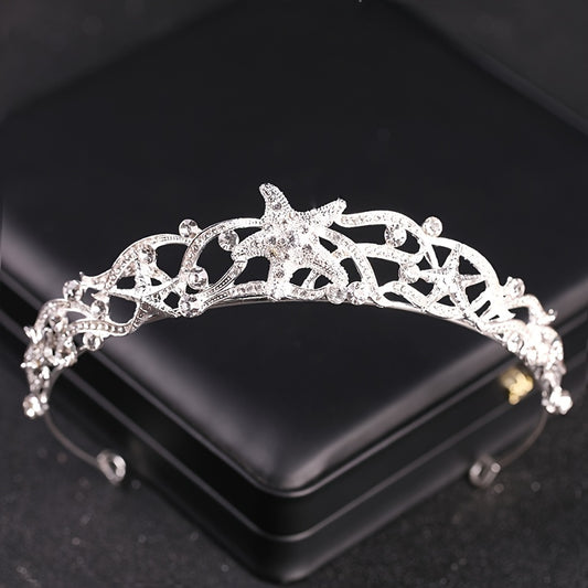 Bridal Princess Rhinestone Starfish Tiara Wedding Crown Headband