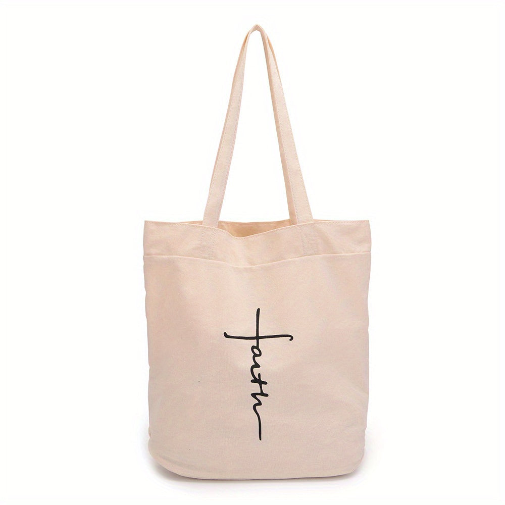 Large Capacity Letter Print Canvas Tote Bag