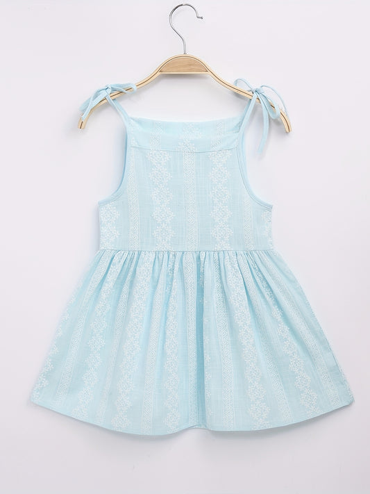Baby Girls Casual Dress Flower Striped Cami Dress