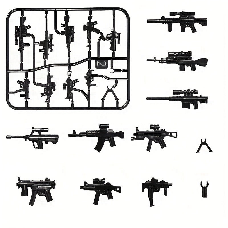 5pcs Military Weapon Accessories Storage System for Building Toys