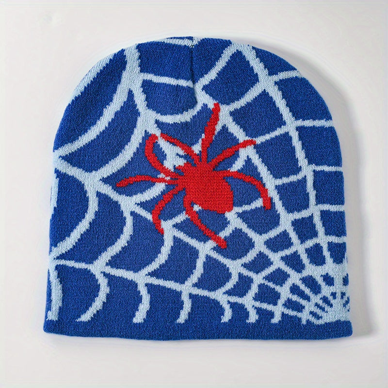 Fashionable Windproof Knit Beanie Hat Spider Web Jacquard Warm Ski Cold Hat