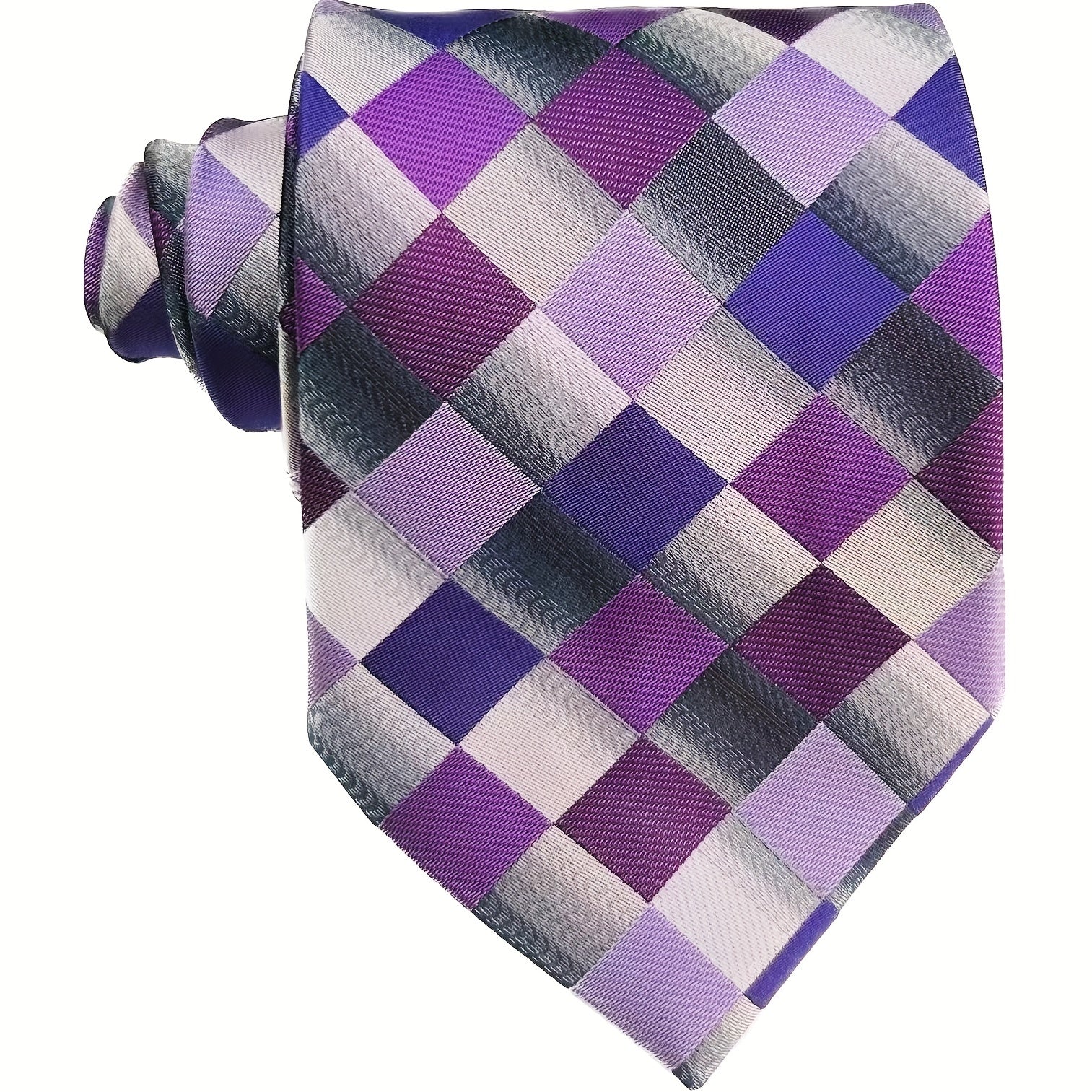 Men's Plaid Tie 1200 Needles Purple Polyester Yarn Classic