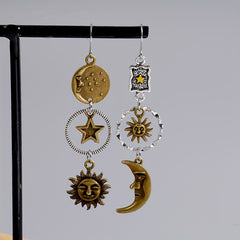 Greek Mythology Sun Moon Dangle Earrings Creative Women Asymmetric Jewelry