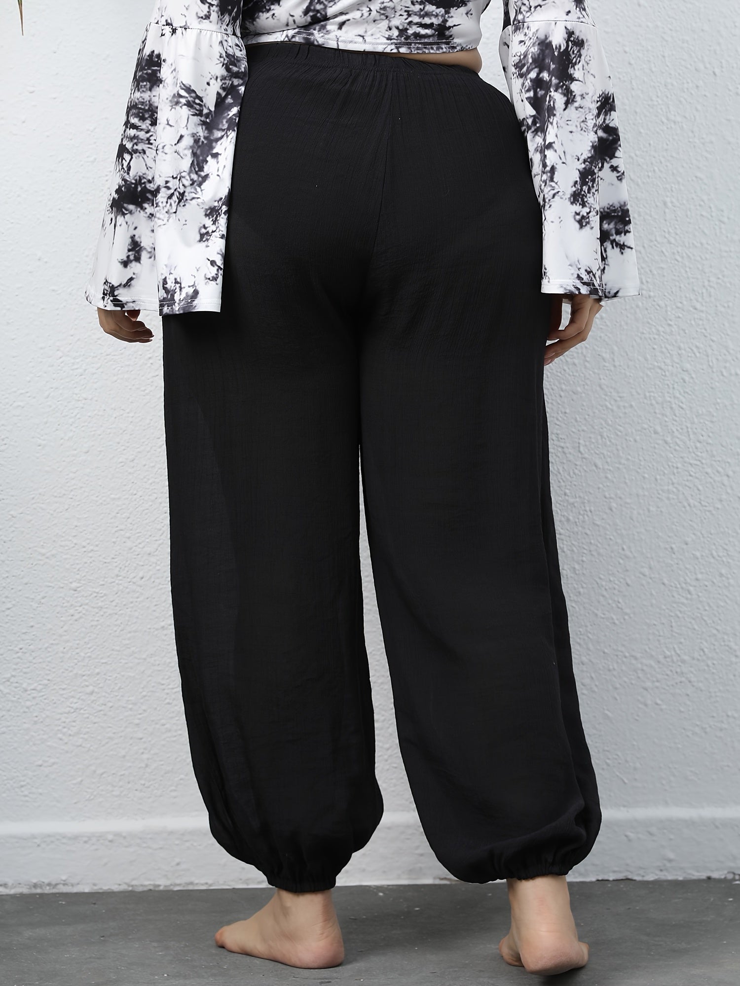  Boho Pants Women's Plus High Rise Wide Leg Pants