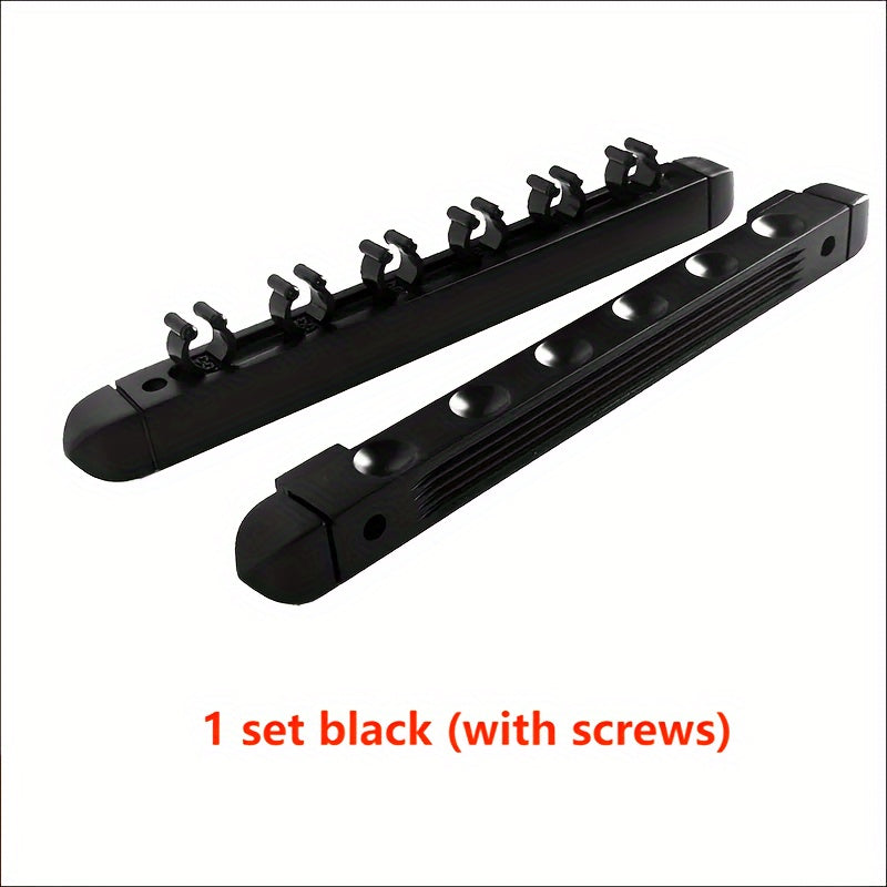 Wood Pool Cue Holder with Metal Clip for 6 Clubs
