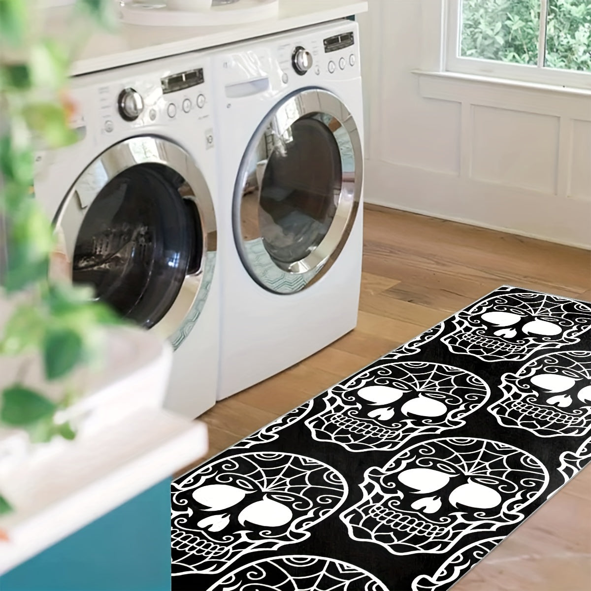2'X10' Extra Long Skull Runner Rugs Laundry Room Rug Oriental Hallway Rug Runner