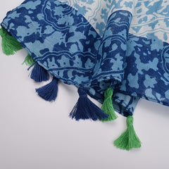 Women Floral Tassel Scarf Printed Hijab Shawl Lightweight Scarf