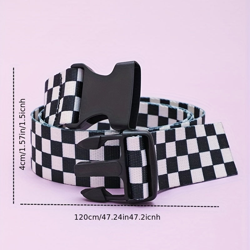 1pc Grid Insert Buckle Belt For Men
