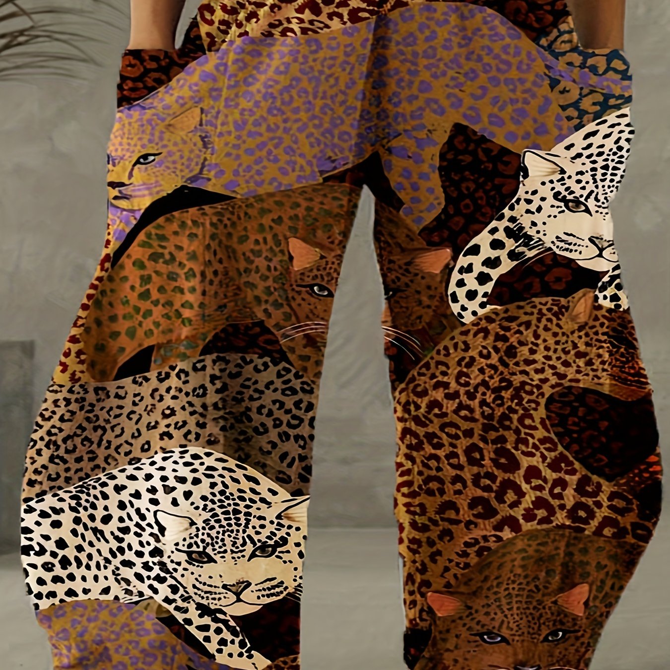 Leopard Print High Rise Wide Leg Pants