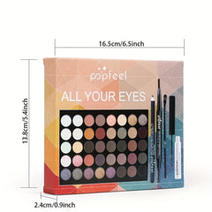 Complete Eye Makeup Set: Palette, Mascara, Brush, Liner, Brow Pen