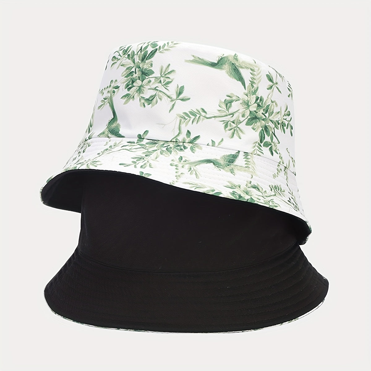 Retro Print Pattern Double-sided Bucket Hat Unisex Spring Summer Sun Protection