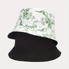 Retro Print Pattern Double-sided Bucket Hat Unisex Spring Summer Sun Protection