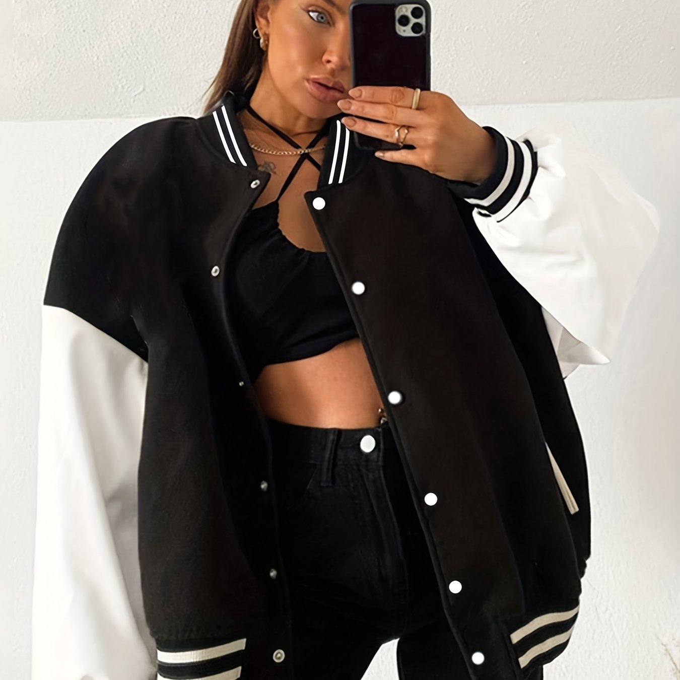Preppy Classic Varsity Jacket Long Sleeve Casual Jacket